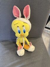 Easter Tweety Plush Looney Tunes Yellow Bunny  Slippers 10” Stuffed Animal Toy picture