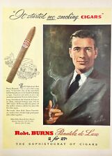1947 Robt. Burns Cigars Panatela de Luxe Lounge Bar Wall Art Vintage Print Ad picture