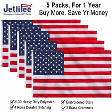 Jetlifee 5 Packs 2.5x4 FT American US Flag Banner Heavy Duty 210D Embroidered picture