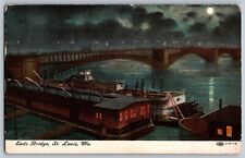 St. Louis, Missouri MO - Longest Eads Bridge - Vintage Postcards - Posted picture
