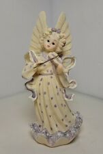 2003 Heavenly Helpers Twilight Blue & Ivory Resin Angel Musician Figurine NOS  picture