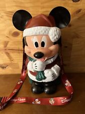 Disney Parks Mickey Mouse Santa Popcorn Candy Bucket with Strap picture