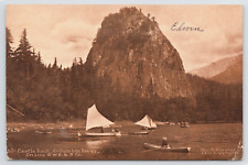 Castle Rock Columbia River Boats OR WA Edward Mitchell 1913 Postcard - Posted picture