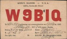 1947 Quincy,IL W9BIQ Adams County QSL/Ham Illinois Chrome Postcard 1c stamp picture