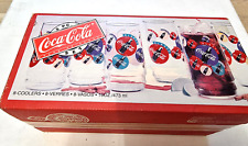 8 Pc Set Indiana Glass Coca Cola 16 oz  Soda Glasses picture