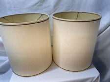 Pair Large Vintage STIFFEL Drum Raw Linen Lamp Shades 15 1/2 tall Matched pair picture