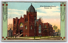 Original Vintage Antique Postcard First Methodist Church Decatur Illinois 1915 picture