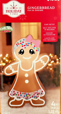 RARE NEW 4 FT TALL CHRISTMAS GINGERBREAD GIRL WITH PINK BOW INFLATABLE BY GEMMY picture