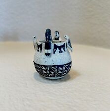 Rare 1983 Acoma Bowl with 2 Children and 2 Turtles Hanging on the Rim picture