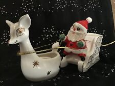 Holt Howard Santa On Sleigh And Starry Eyed Reindeer Candleholder picture