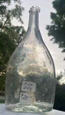 Antique Flask Bottle Nursing Glass 19th Century Pale Aqua Rough 6.5” Pontil picture
