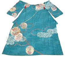 Vintage Japanese Ceremonial Kimono Turquoise Silk Lantern Festival picture