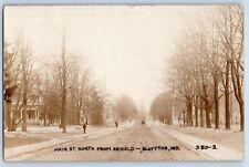 Bluffton Indiana IN Postcard RPPC Photo Main St. North From Arnold c1910's picture