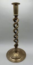 Antique Open Spiral Barley Twist Brass Taper Candlestick Holder 11.25” Tall picture