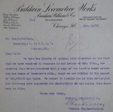 1908 Baldwin Locomotive Works Burnham, William J & Co Court Order Letter B1S3 picture