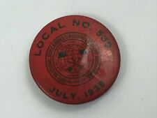 1938 Vintage Hod Carriers + Buildings Laborers Union Pin Pinback Geraghty F3 picture