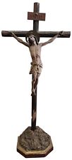 WOODEN CRUCIFIX. CHRIST IN CARVED AND POLYCHROME WOOD. XIX CENTURY. picture