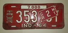 Vintage 1964 Red Indiana Tags Truck And Trailer Weight License Plate Set  picture
