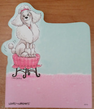 SUZY'S ZOO WAGS & WHISKERS POODLE ON PINK STOOL NOTE PAD #22012 picture
