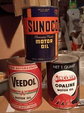 Oil Cans Sunoco Veedol Sinclair Opaline One Quart Display Shop Garage picture