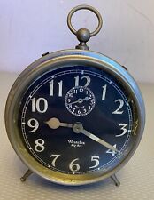 Antique Westclox Big Ben Alarm Clock 1919 Nickel Peg Leg Black Luminous 6
