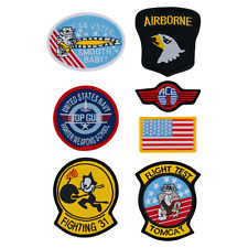 MIL-COM EMBROIDERED USA BADGES X7 FLAG AMERICAN TOP GUN KIDS SEW ON ARMY PATCH picture