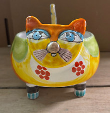 DESIMONE For Vietri Hand Painted Art Pottery Cat Planter Italian Ceramic Italy picture