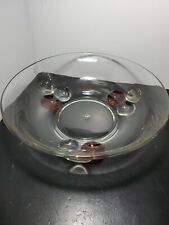 Vintage Clear Large Art Glass Serving Bowl Pressed Glass with Bubbles  12 inch picture