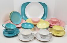 VTG Melmac Beverly By Prolon 30 Pc. Dish Set Pink Blue Yellow White Mid-Century  picture