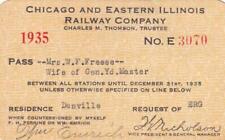 1935 C&EI Chicago & Eastern Illinois Railroad employee pass picture