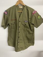 Vintage Boy Scouts Of America BSA Khaki Green Shirt w/ Patches 70s Fort Knox SM picture