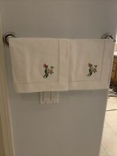 High End Handmade & Embroidered White Guest Towels Or Napkins Set Of 2  picture