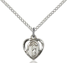 Small 925 Sterling Silver Our Lady Guadalupe Virgin Mary Medal Necklace Pendant picture