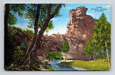 c1955 Linen Postcard Ayres Natural Bridge WY Wyoming River and Flowers picture