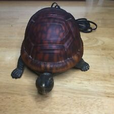 Vintage Tiffany Bronze Turtle Tortoise Lamp Amber Glass Shell Table Light picture