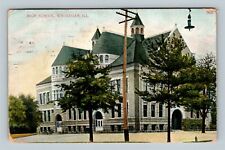 Waukegan IL, High School Building, Cupola, Illinois c1908 Vintage Postcard picture