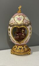 Faberge Musical Carousel Horse Egg Pink & Gold Jewel Figurine - Marked TFN picture