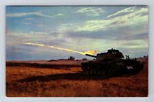 Fort Knox KY-Kentucky, Flame Throwing M-48 Tank In Action, Vintage Postcard picture