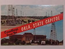 Greetings From The Oklahoma State Capitol Old Cards Oil Well Postcard  picture