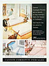 Vintage Cannon sheets ad original 1960 percale bed sheet print advertisement picture