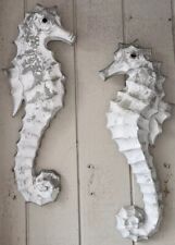 Vintage Concrete Pair Of 2 Seahorses Old Florida Shabby Chic Tropical Tiki Bar picture
