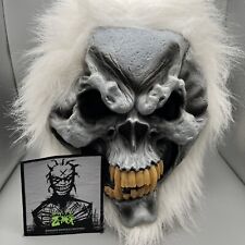 Scary Ice Vampire Zombie Mask fangs Fur Halloween Costume w Patch picture