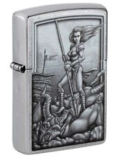 Zippo Lighter: Medieval Warrior and Beast Design - Street Chrome 48371 picture