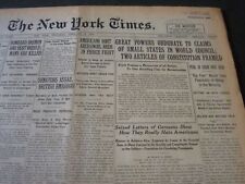 1919 FEB 6 NEW YORK TIMES - POWERS OBDURATE TO CLAIMS OF SMALL STATES - NT 6198 picture