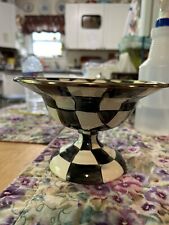 mackenzie childs courtly check pedestal Bowl Black &white enamel  picture