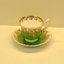 Regal Series Royal Albert Green Gold Footed Tea Cup & Saucer England picture