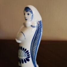 Ghezel Russian Hand Painted Blue & White Figurine 8.5