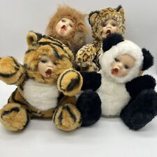 Oriental Trading Porcelain Face Human Baby Animal Panda Tiger Cheetah Lion Plush picture