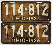 1926 Ohio Vintage Original Metal License Plates Pair Matching Set Classic picture