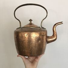 Antique Vintage Copper or Brass Teapot Tea Kettle Gallon Patina Decorative 13” picture